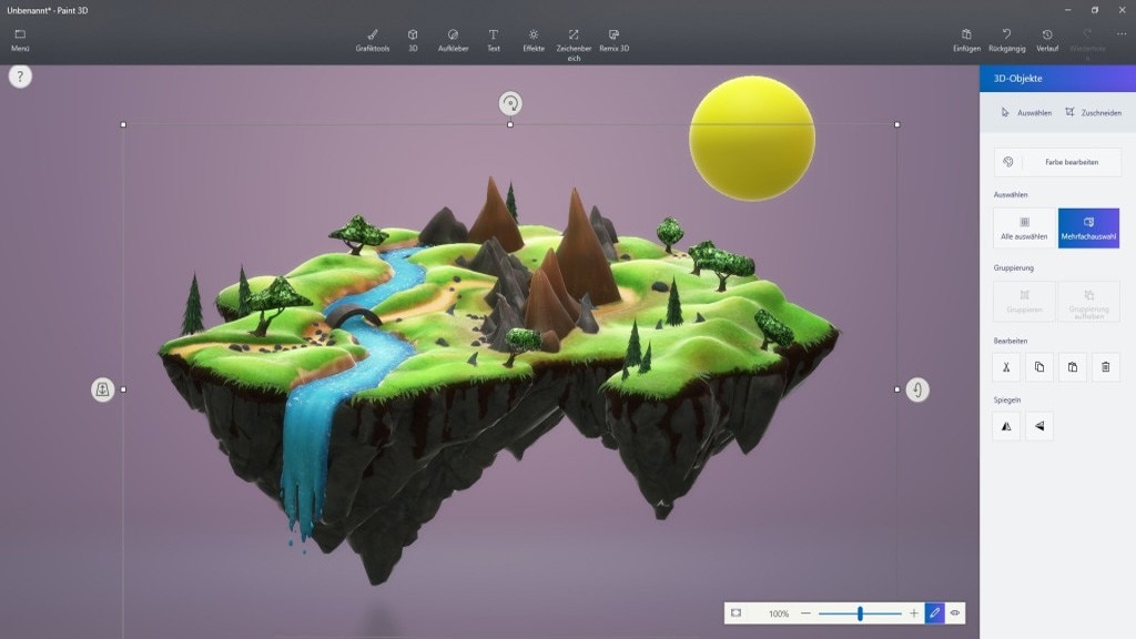 Microsoft Paint 3D (Windows-10-App): Dreidimensionale Objekte erschaffen