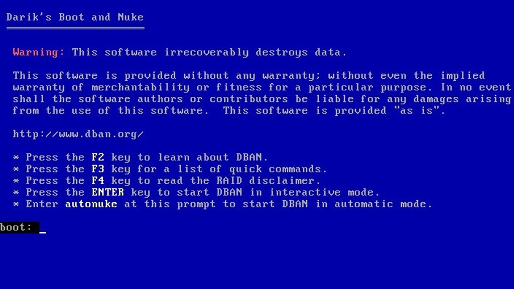 DBAN (Darik's Boot and Nuke): Komplette Festplatte sicher überschreiben