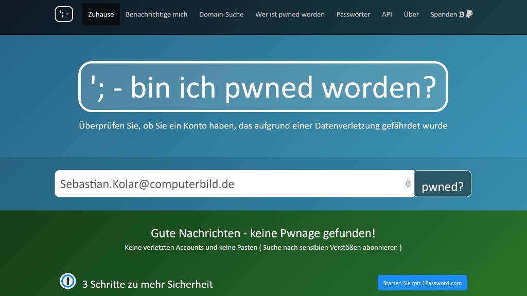 Gehackte Webkonten entdecken: Have I been pwned Gehackte Webkonten entdecken: Have I been pwned