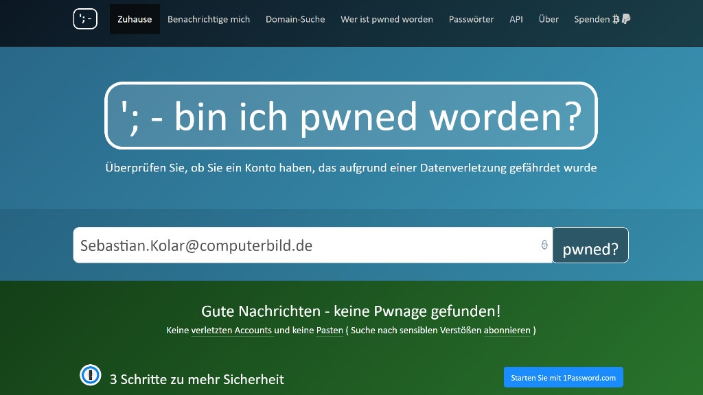 Gehackte Webkonten entdecken: Have I been pwned