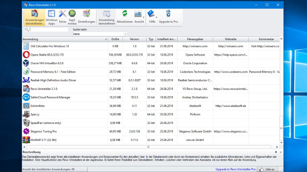Programme gründlich deinstallieren: Revo Uninstaller