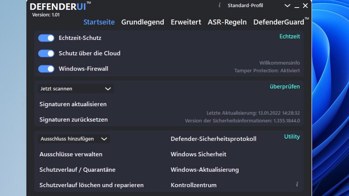 Windows Defender konfigurieren: DefenderUI Windows Defender konfigurieren: DefenderUI