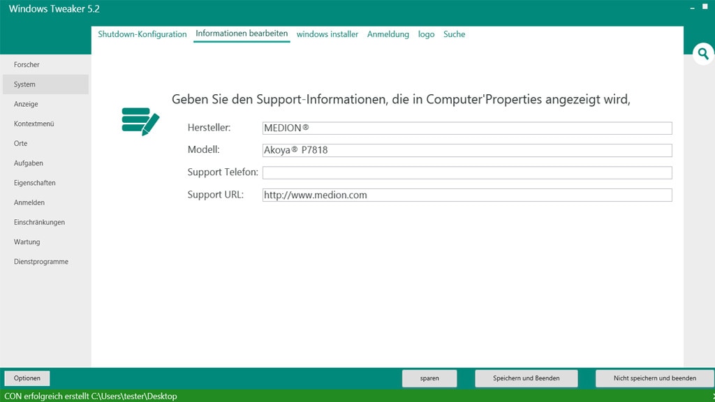 Windows Tweaker: Betriebssystem einstellen