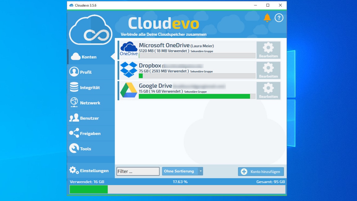 Cloudevo: Mehrere Cloud-Speicher verbinden