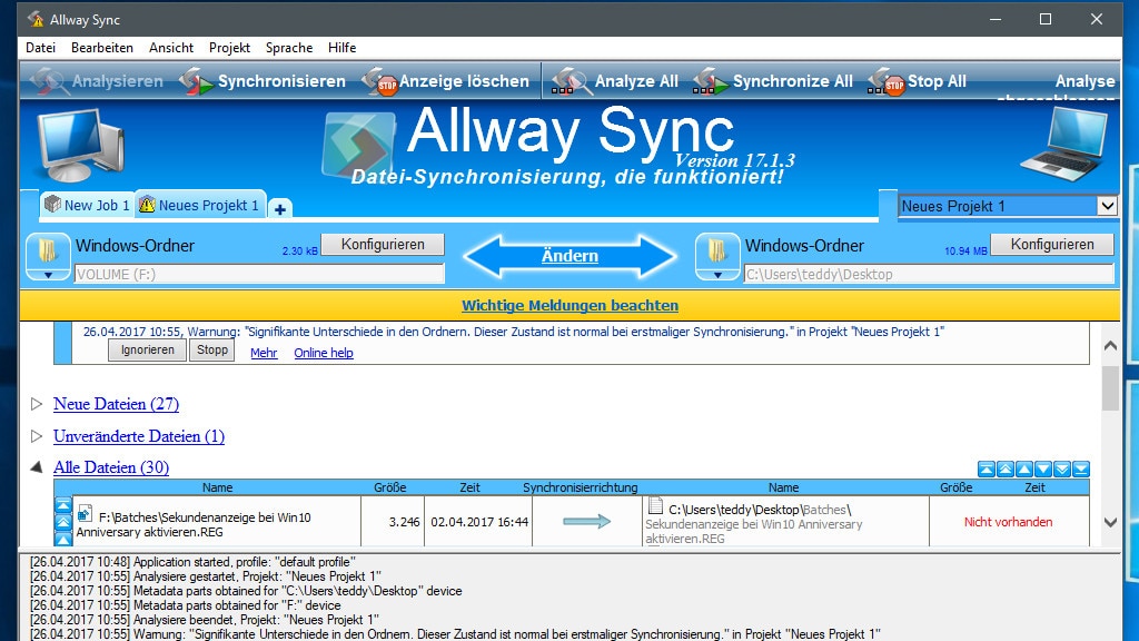 Allway Sync: Dateien synchronisieren