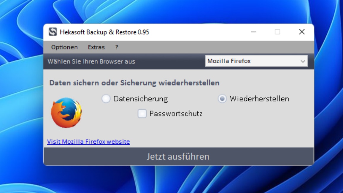 Hekasoft Backup & Restore: Browser sichern