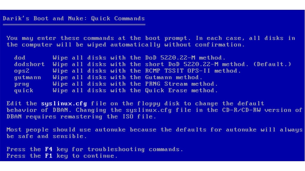 DBAN (Darik's Boot and Nuke): Festplatte vollständig löschen