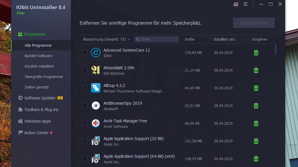 IObit Uninstaller: Programme schnell entfernen