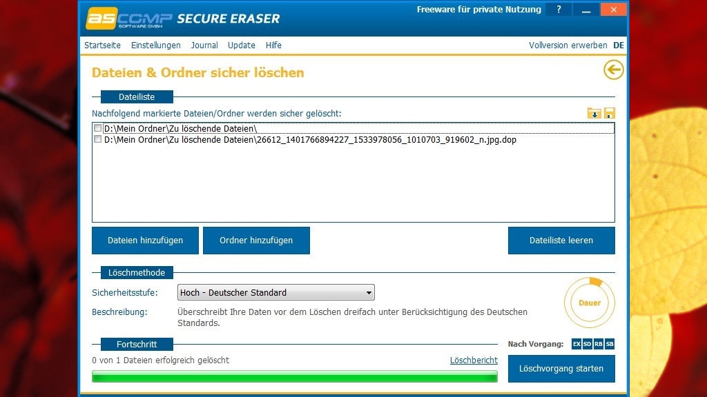 Secure Eraser: Dateien sicher löschen