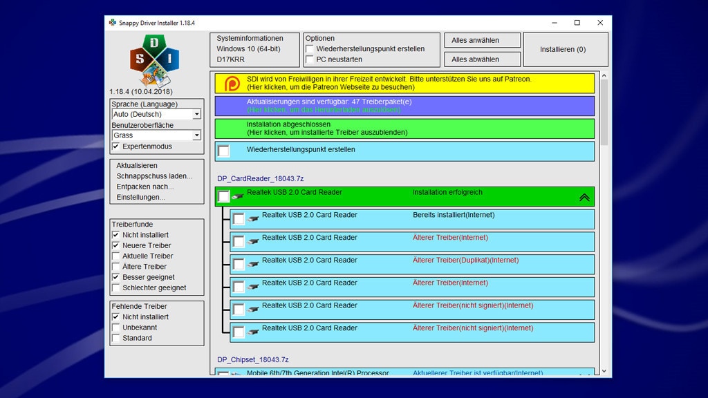 Snappy Driver Installer (SDI): Treibersoftware erneuern Snappy Driver Installer (SDI): Treibersoftware erneuern