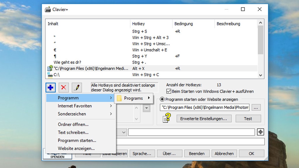 Clavier+: Tippen mit Tastenkombinationen Clavier+: Tippen mit Tastenkombinationen