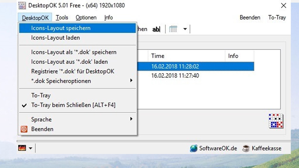 DesktopOK: Desktop-Symbole sichern DesktopOK: Desktop-Symbole sichern