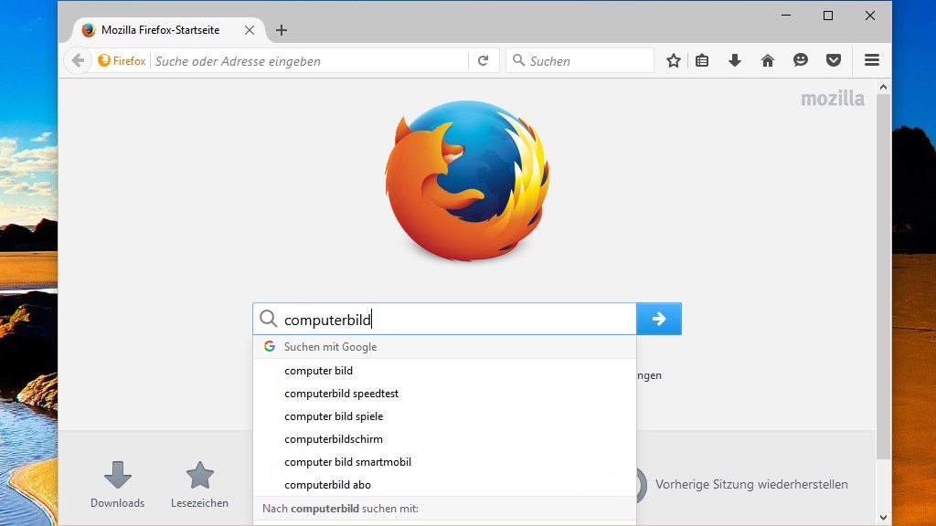 Firefox: Browser mit Suchvorschlägen Firefox: Browser mit Suchvorschlägen