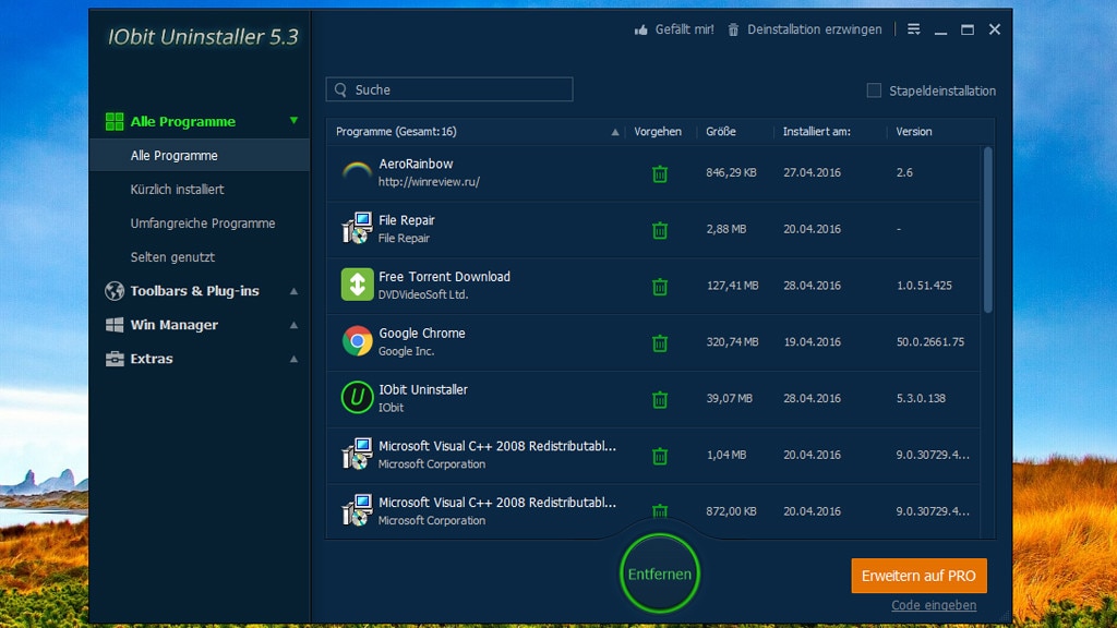 IObit Uninstaller: Programme schnell deinstallieren