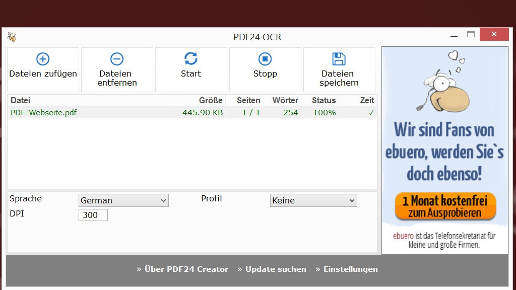 PDF24 Creator: PDF-Dateien-Text mit OCR erkennen PDF24 Creator: PDF-Dateien-Text mit OCR erkennen