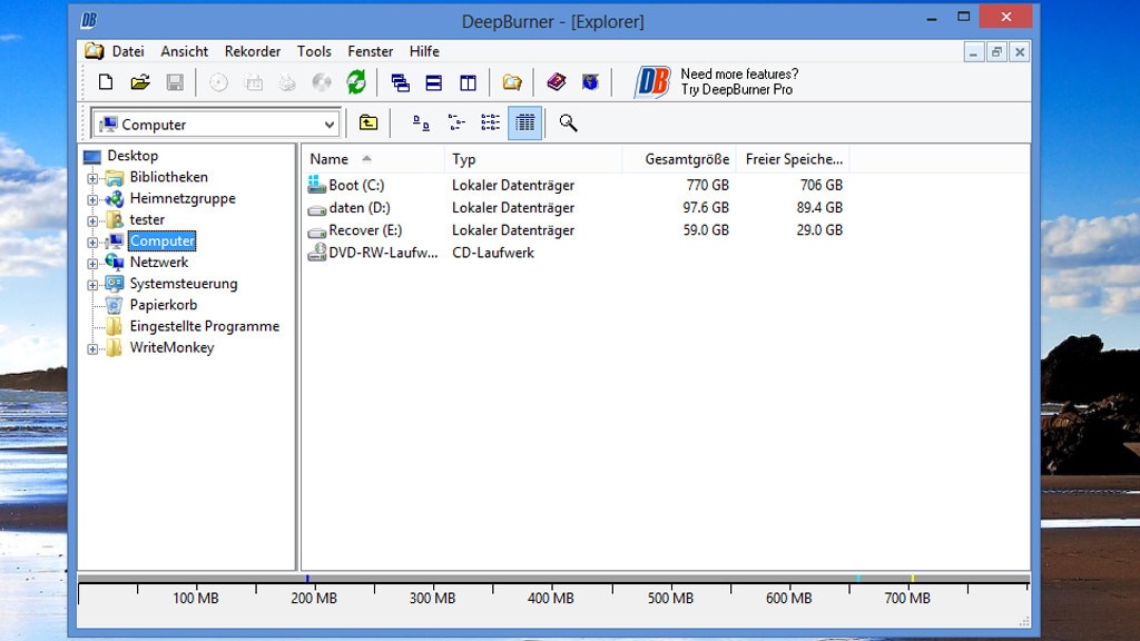DeepBurner Free: Daten auf CD/DVD brennen