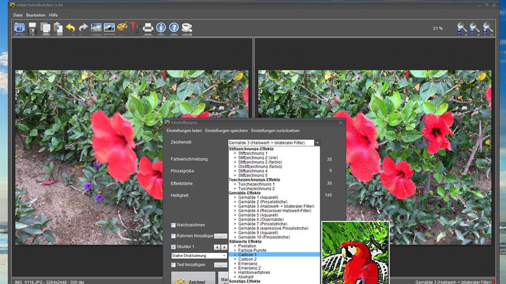 FotoSketcher: Fotos mit Effekten versehen FotoSketcher: Fotos mit Effekten versehen