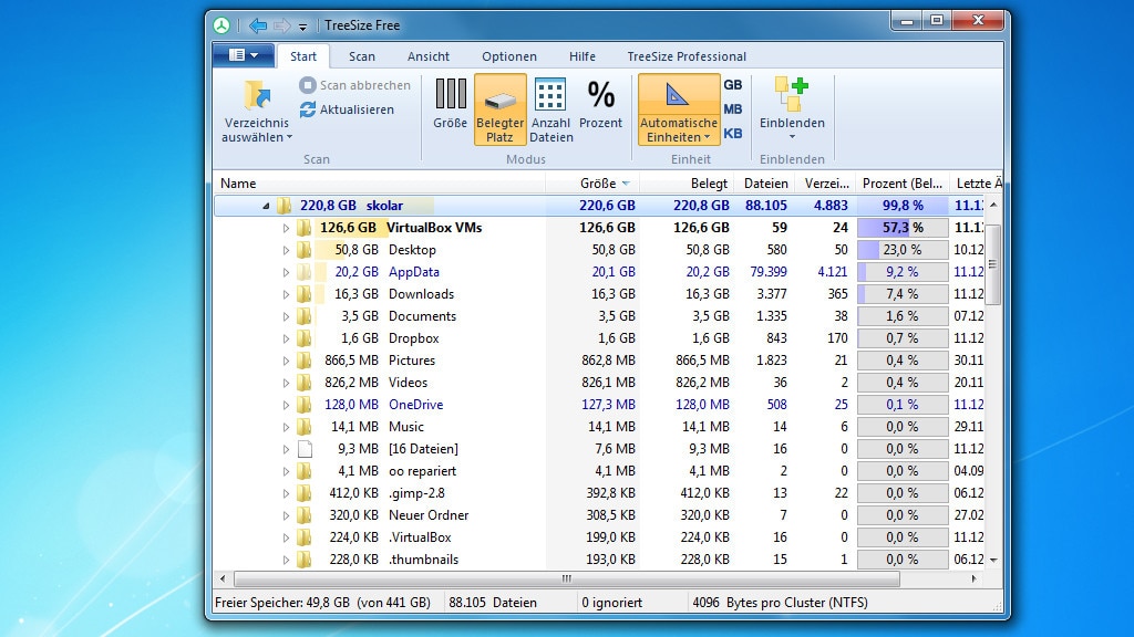 TreeSize Free: Große Dateien aufspüren TreeSize Free: Große Dateien aufspüren