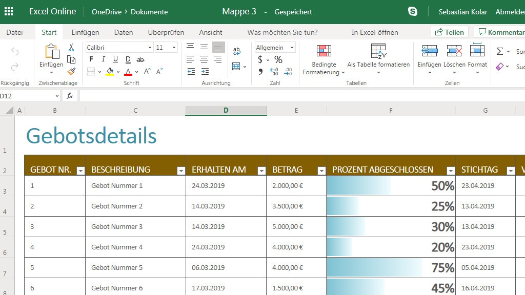 Microsoft Excel Online: Originale Tabellenkalkulation im Browser
