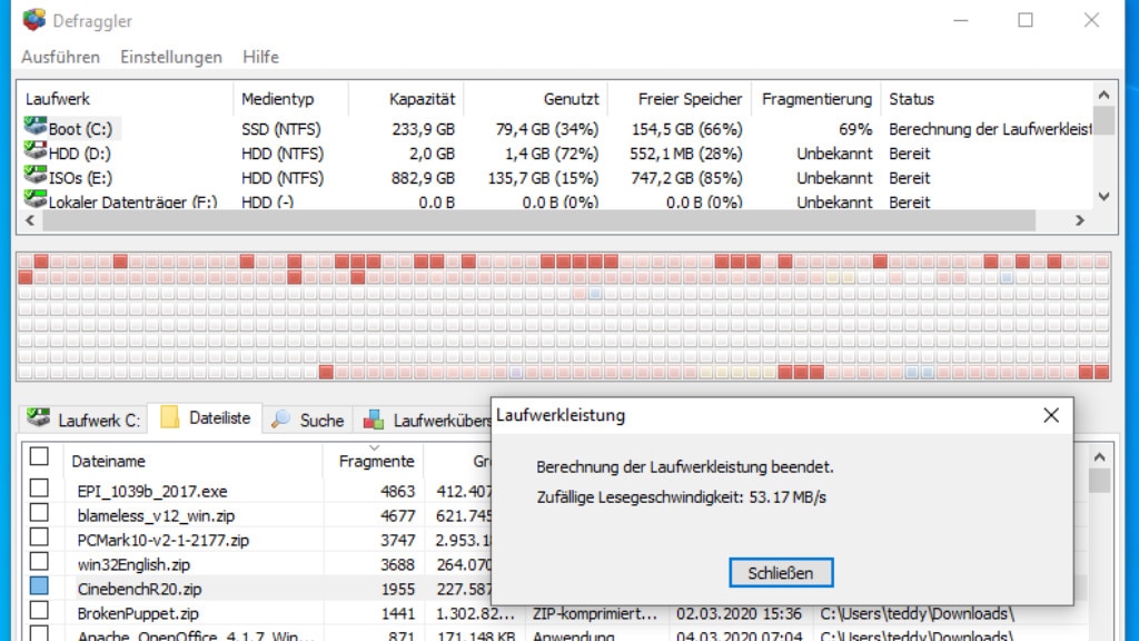 Defraggler: Defragmentieren und Dateien messen Defraggler: Defragmentieren und Dateien messen