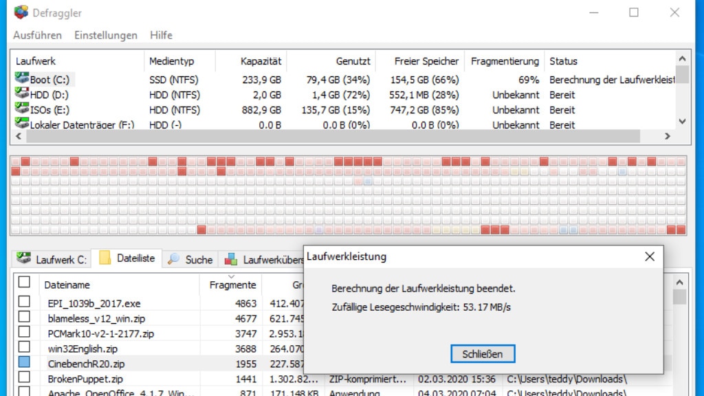 Defraggler: Defragmentieren und Dateien messen