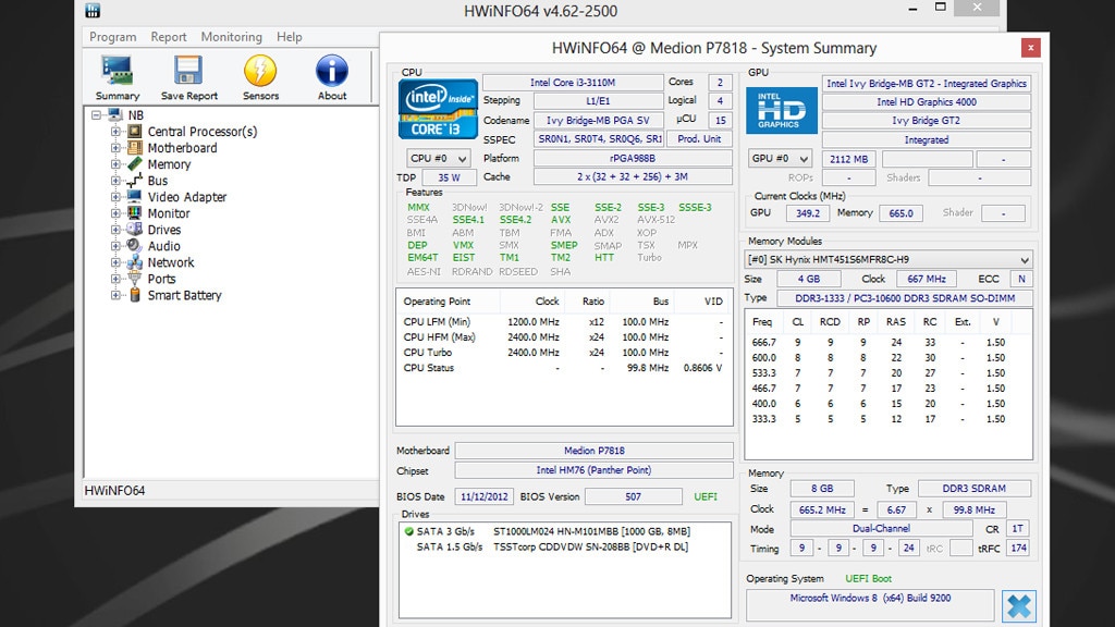 HWiNFO32, HWiNFO64: Hardware optimal unter die Lupe nehmen