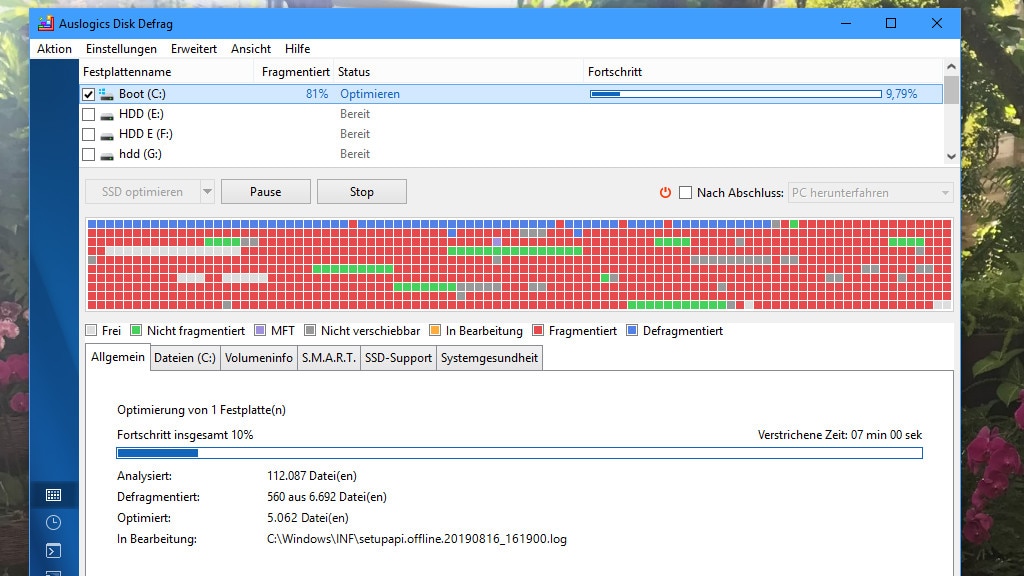 Auslogics Disk Defrag: Spezielle SSD-Optimierung anwenden