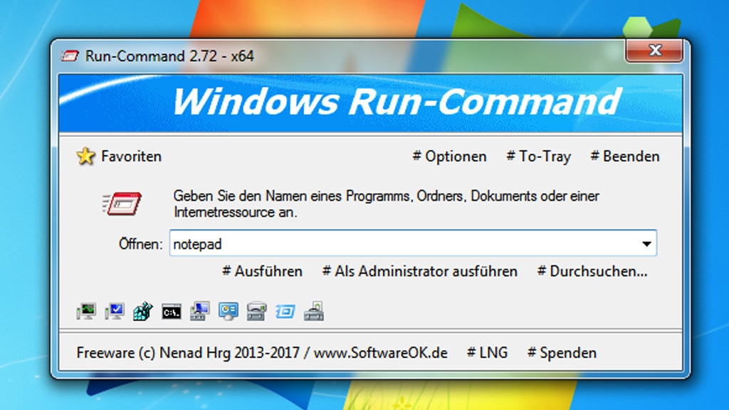Run-Command: Programme mit Admin-Rechten starten