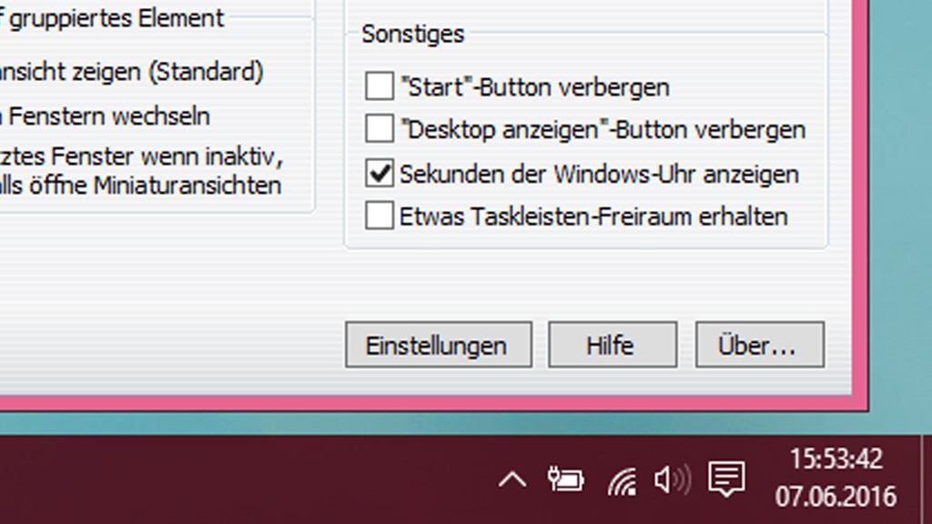 7+ Taskbar Tweaker: Sekundenanzeige für die Taskleiste 7+ Taskbar Tweaker: Sekundenanzeige für die Taskleiste