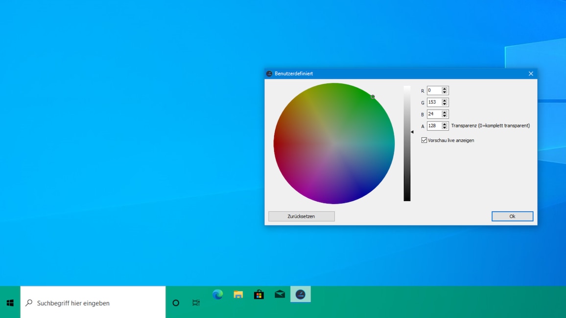 Ashampoo Taskbar Customizer: Taskleisten-Farbe anpassen