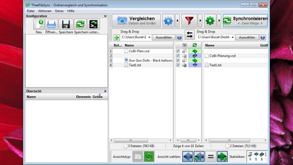FreeFileSync: Dateien abgleichen