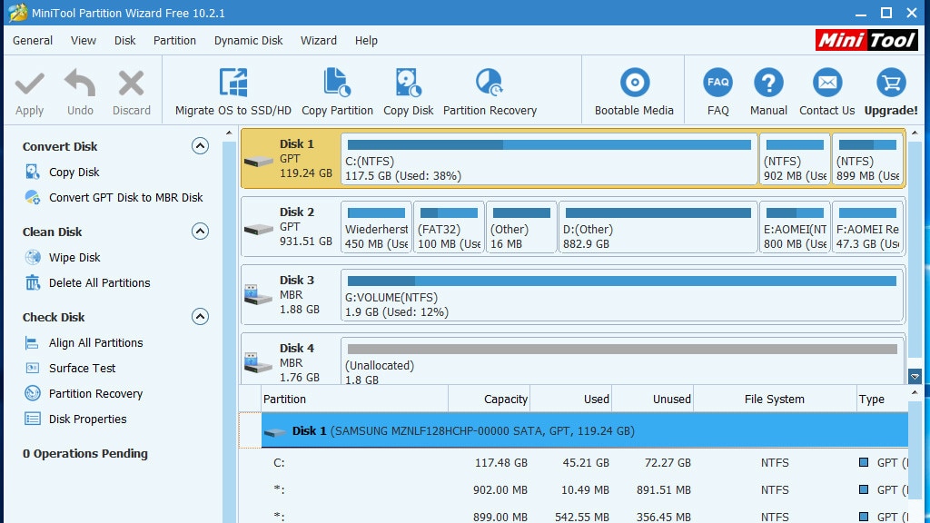 MiniTool Partition Wizard Free: Partitionieren und umziehen