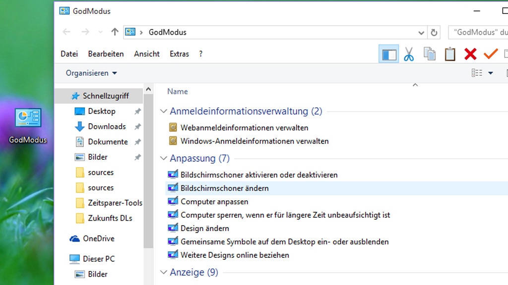 GodMode (Windows 10/8/7 & Vista): Erweiterte Systemsteuerung mit allen Einträgen