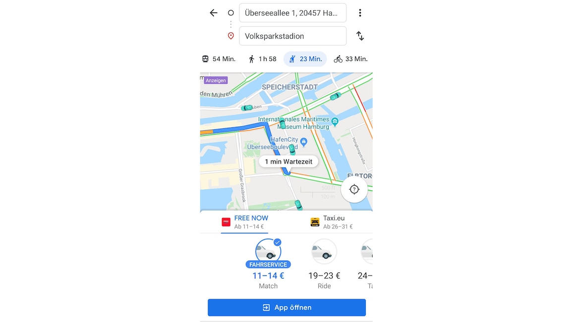 Google Maps: FreeNow-Integration