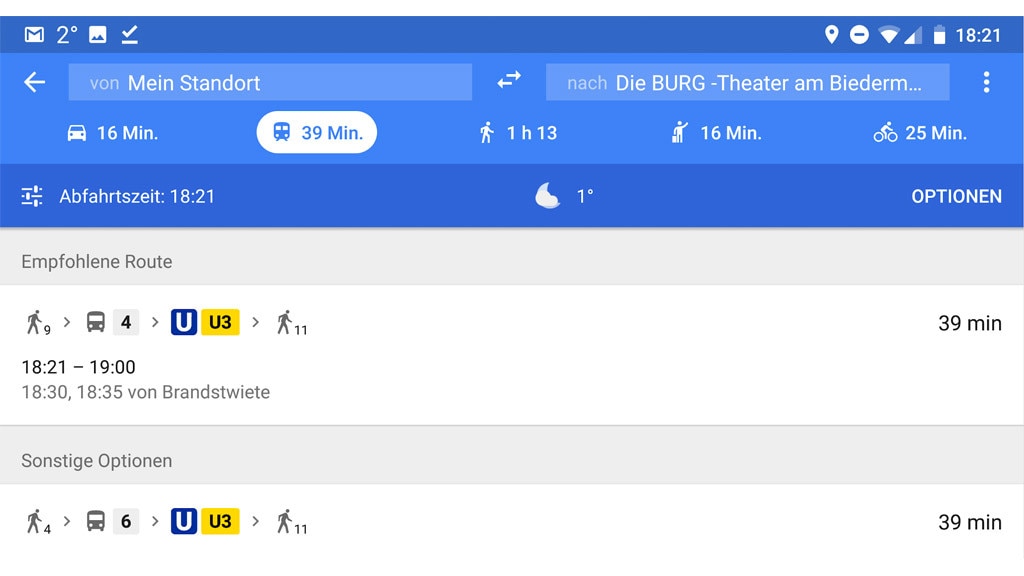 Google Maps: Mit öffentlichen Verkehrsmitteln fahren