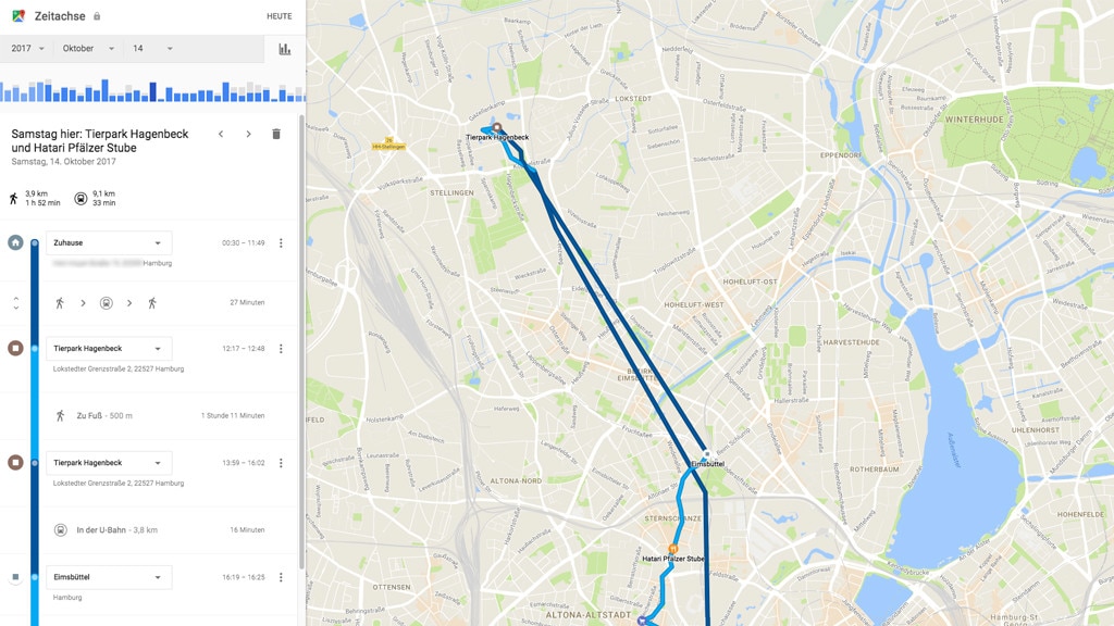Google Maps: Standortverlauf