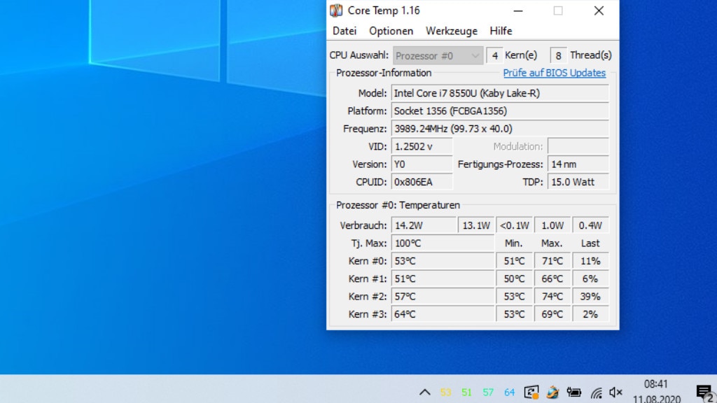 Core Temp: Prozessor-Temperatur anzeigen