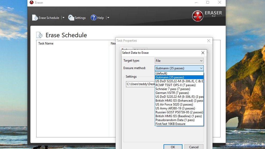 Dateien sicher löschen: Eraser