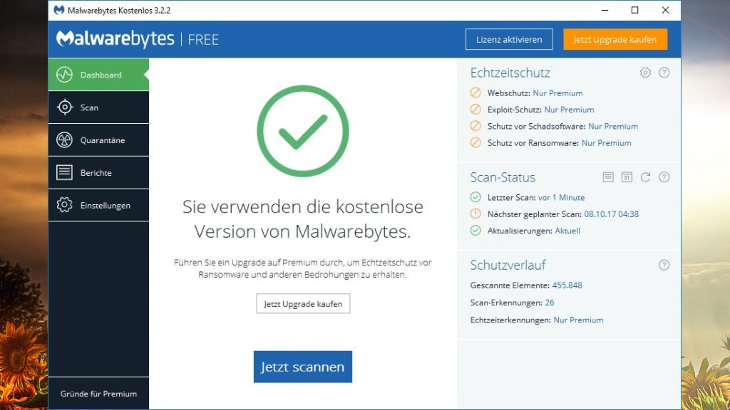 Virenscanner unterstützen: Malwarebytes