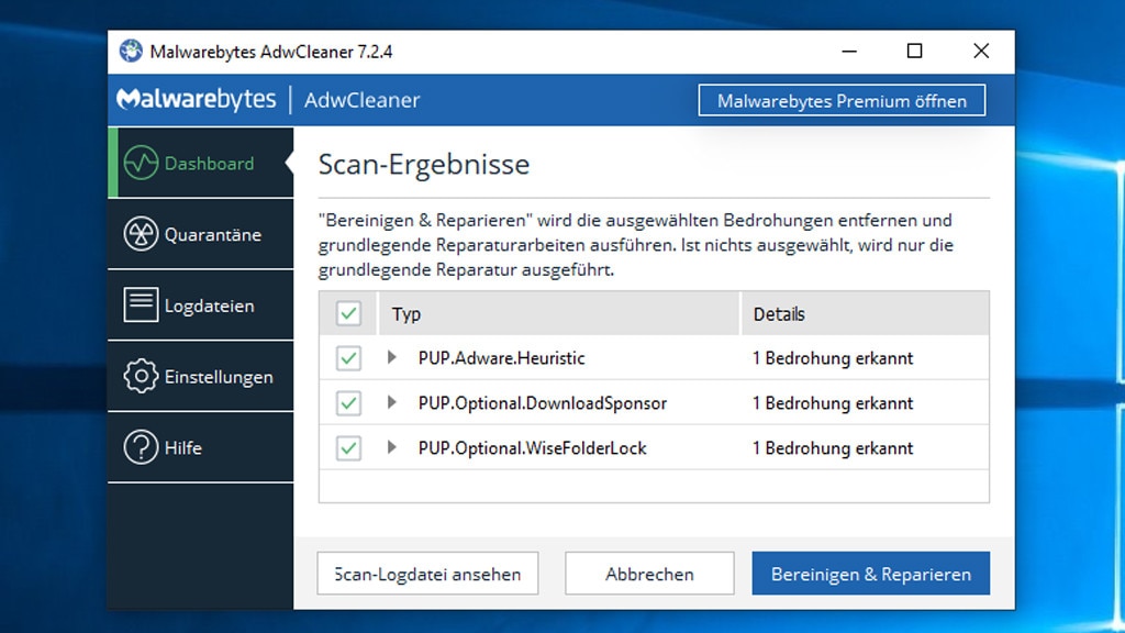 Werbeprogramme entfernen: AdwCleaner