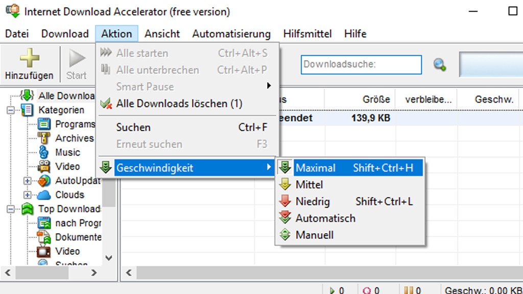Internet Download Accelerator: Dateien herunterladen