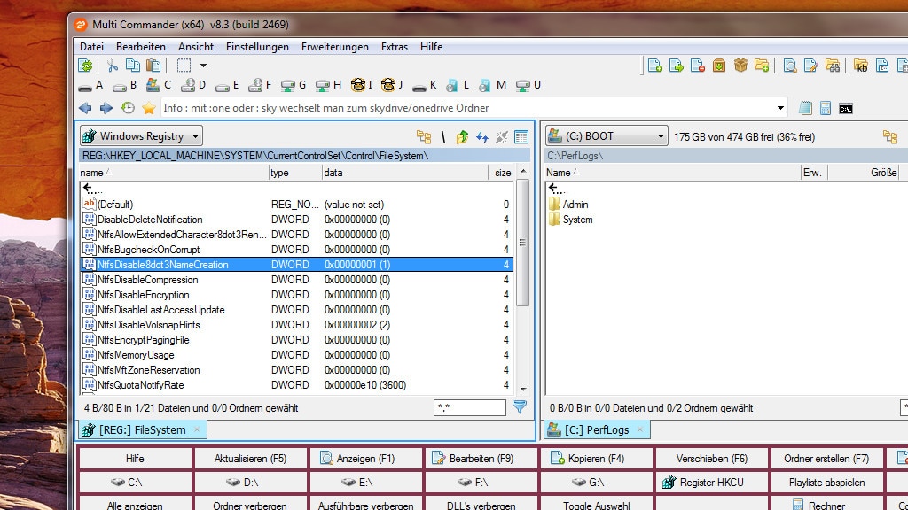 Multi Commander: Dateimanager inklusive Registry-Editor
