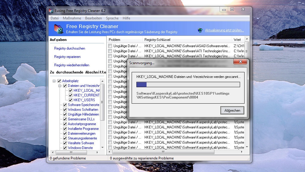 Eusing Free Registry Cleaner: Registrierdatenbank aufräumen Eusing Free Registry Cleaner: Registrierdatenbank aufräumen