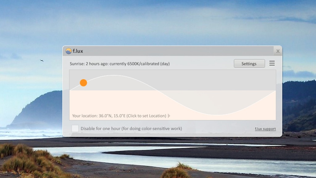 F.lux: Bildschirmfarben abschwächen