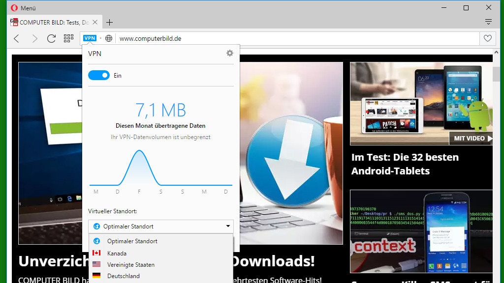 Opera: Herkunft per VPN verschleiern Opera: Herkunft per VPN verschleiern