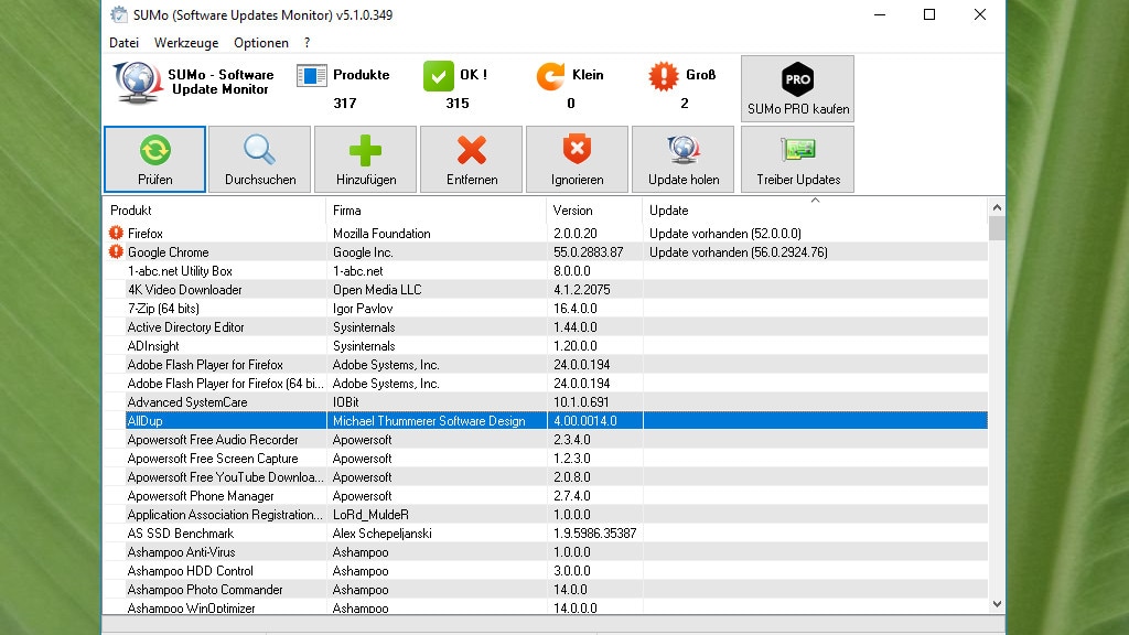 SUMo: Software aktualisieren