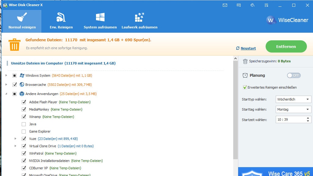 Wise Disk Cleaner: Temporäre Dateien ausradieren