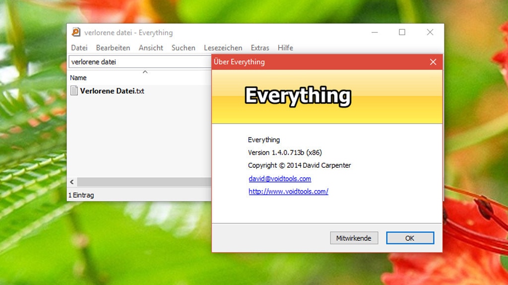 Everything: Verschollene Dateien aufstöbern