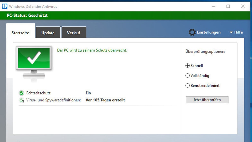 Gegenwehr: Windows Defender nutzen