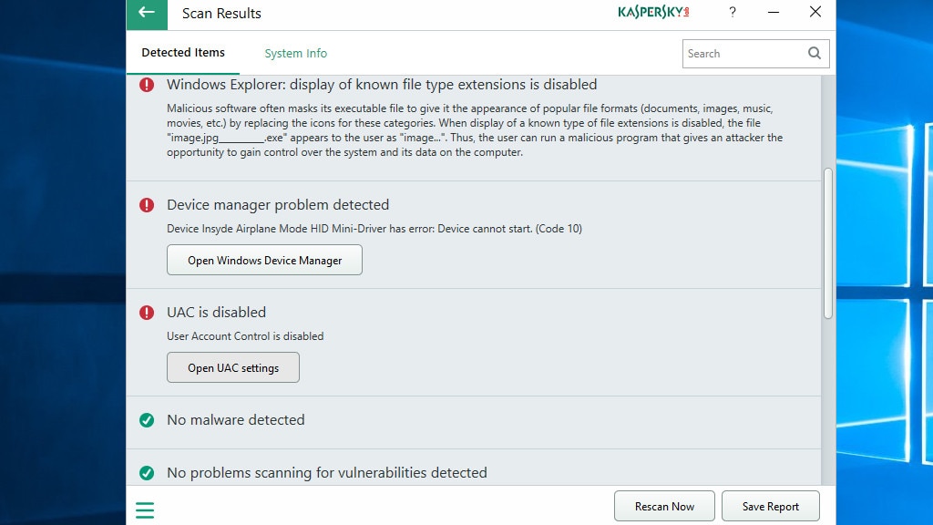 Nachsorge: Kaspersky System Checker